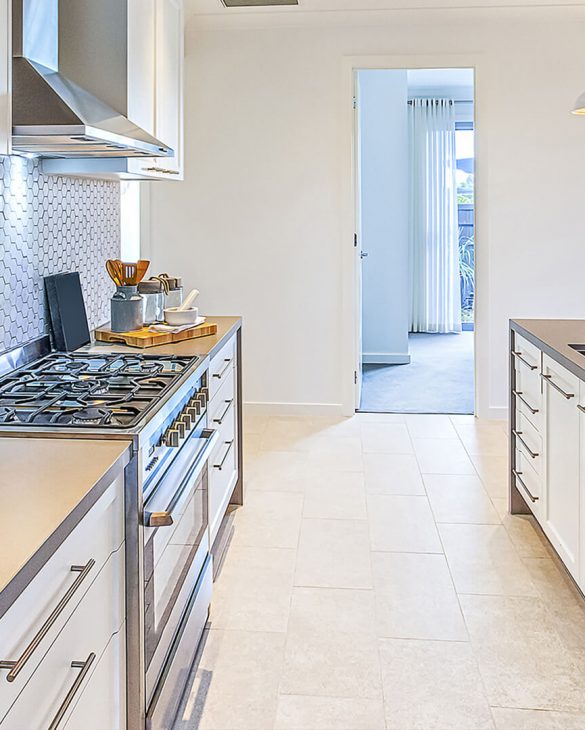 kitchen concept and remodeling with tile flooring and backsplash